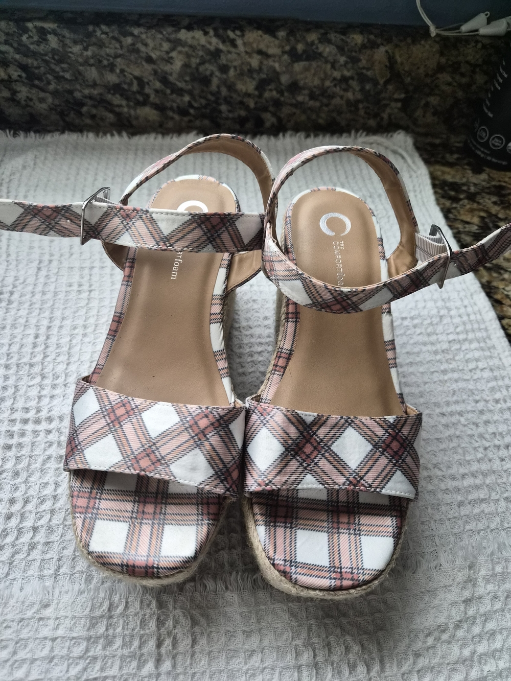 jcpenney Pink and White Plaid Platform Sandals